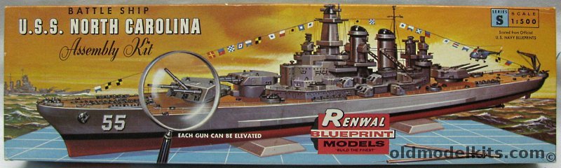 Renwal 1/500 USS North Carolina BB55 Battleship, S601-169 plastic model kit